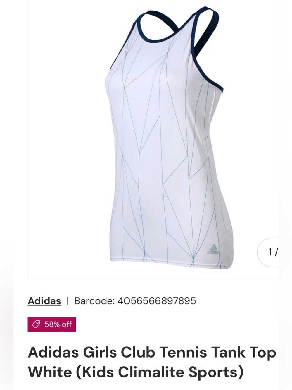 Adidas girls tennis tank sz S (8-10)